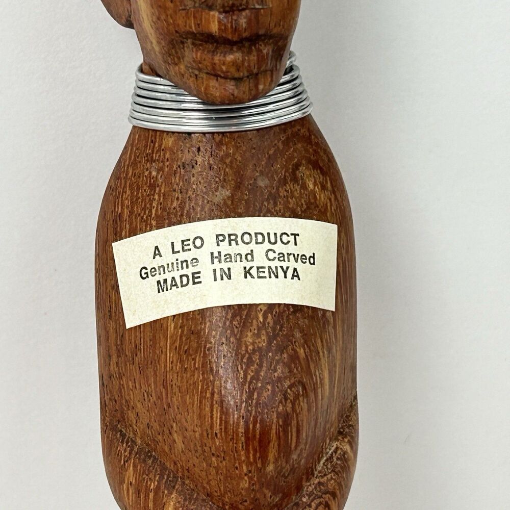 Hand Carved African Wooden Salad Server Spoon Fork Set Kenya A Leo Product - Picture 2 of 13